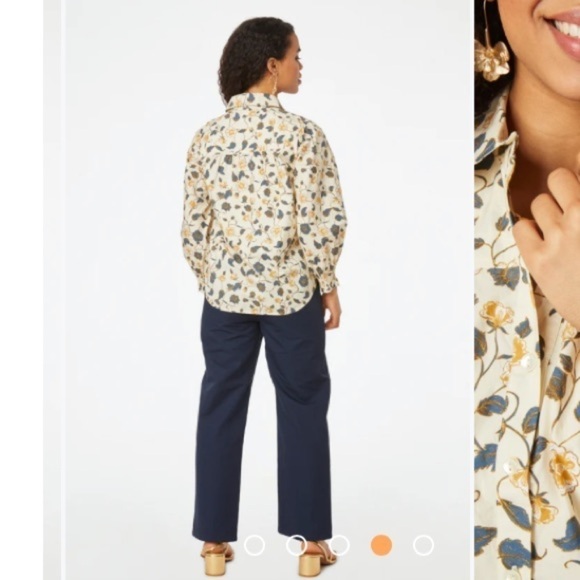 Roller Rabbit Evandra Floral Noemie Top Sz L Boho Feminine Romantic Official - Picture 14 of 16